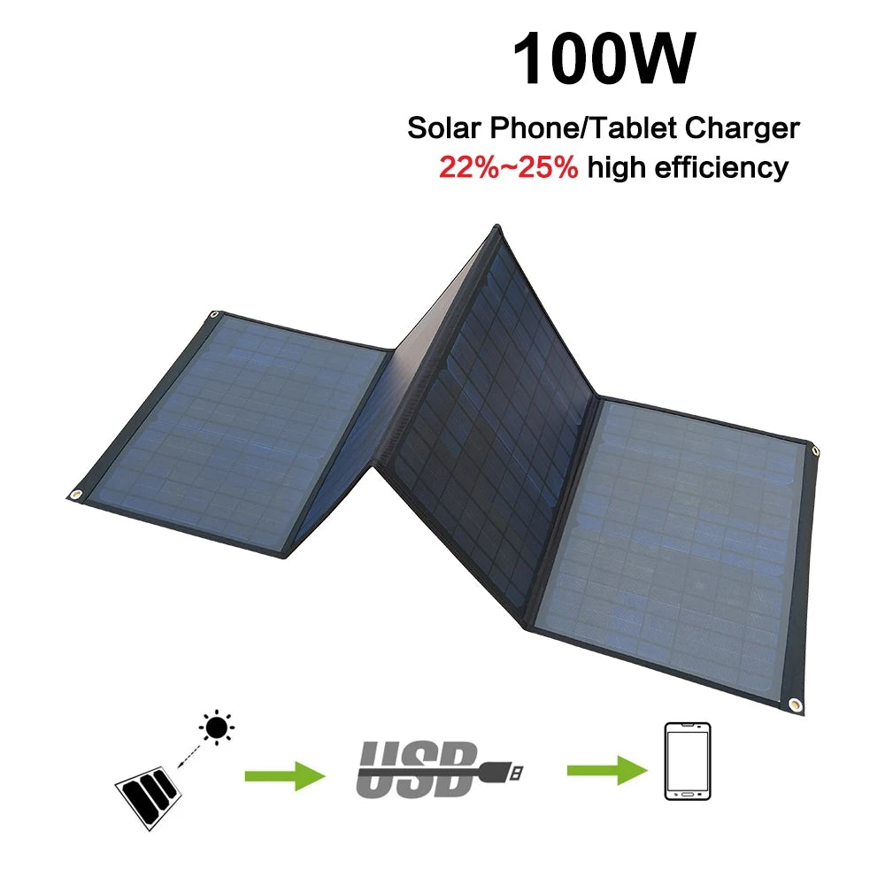 100W Solar Folding Bag  Mono  Cells Portable  Panel With USB Output