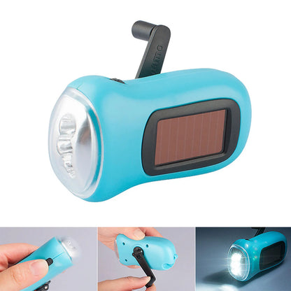 Hand Crank Solar Powered LED Flashlight