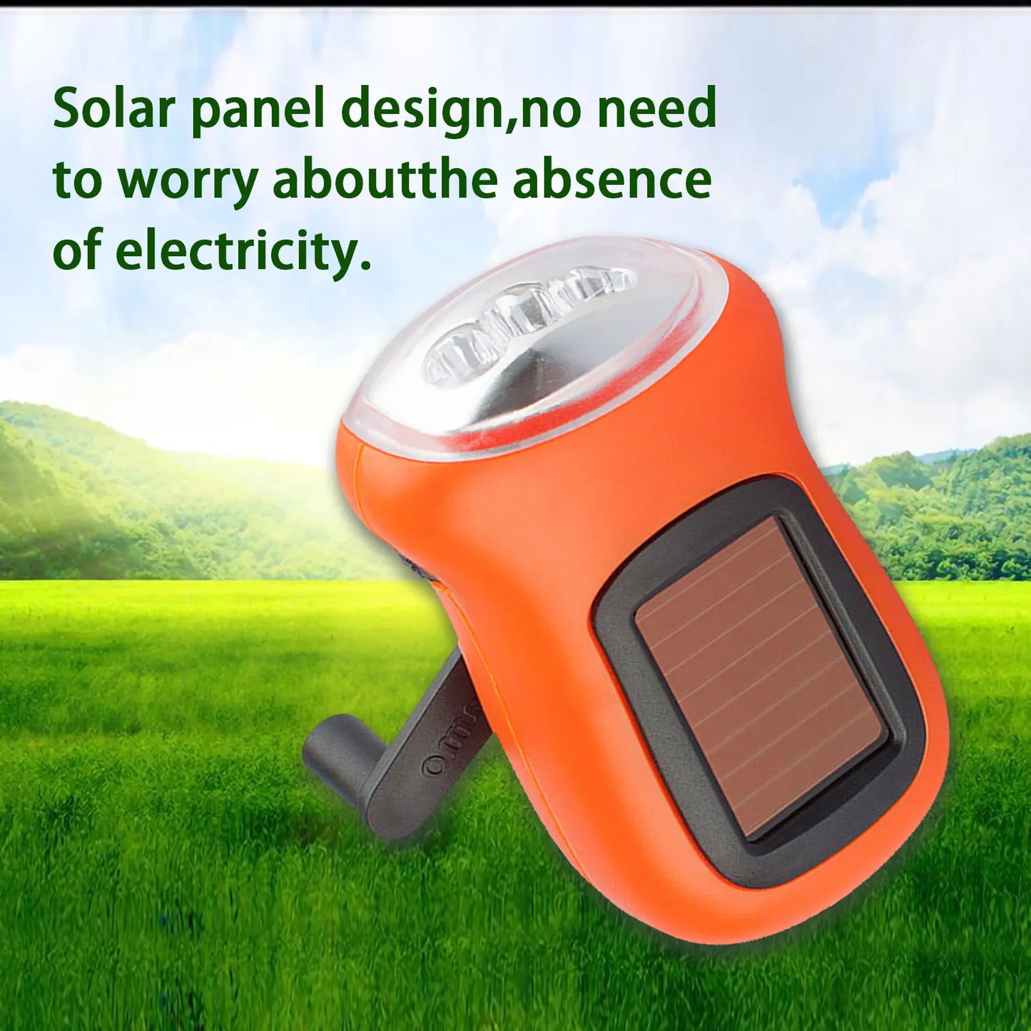 Hand Crank Solar Powered LED Flashlight