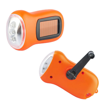 Hand Crank Solar Powered LED Flashlight